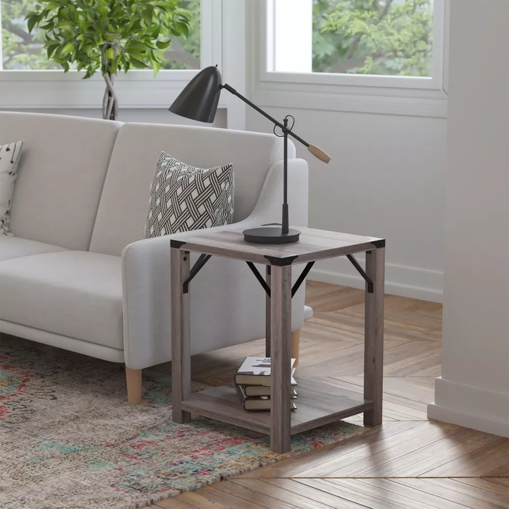 Beistelltisch im modernen Landhausstil mit unterem Regalbrett Aufbewahrungstisch